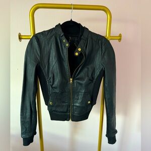 Guess? Fitted leather jacket